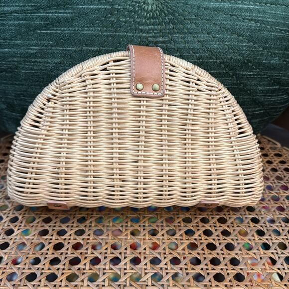 J. Crew Fan Natural Rattan Wicker Clutch Bag ASO Meghan Markle & Pippa Middleton - Picture 3 of 6